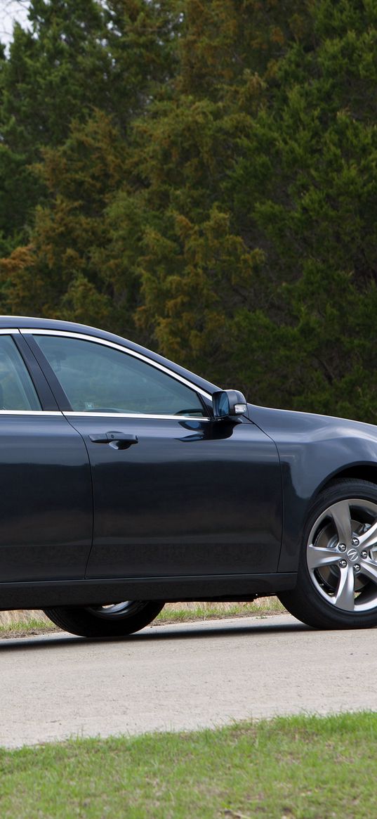 acura, tl, 2011, blue, side view, style, cars, trees, asphalt, grass