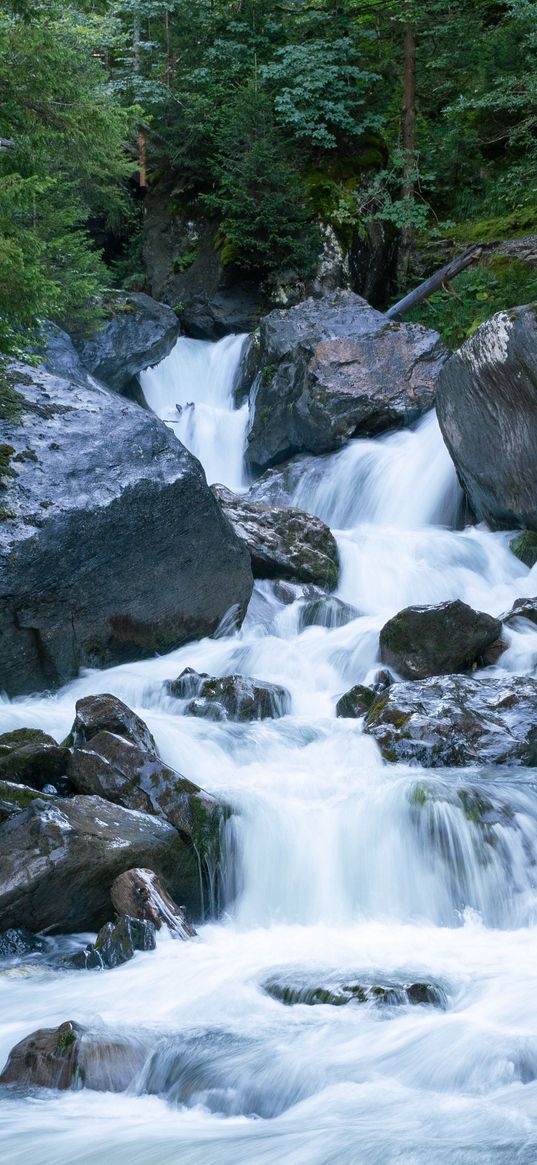 river, stones, water, stream