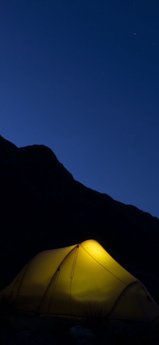 tent, mountains, night, camping, darkness