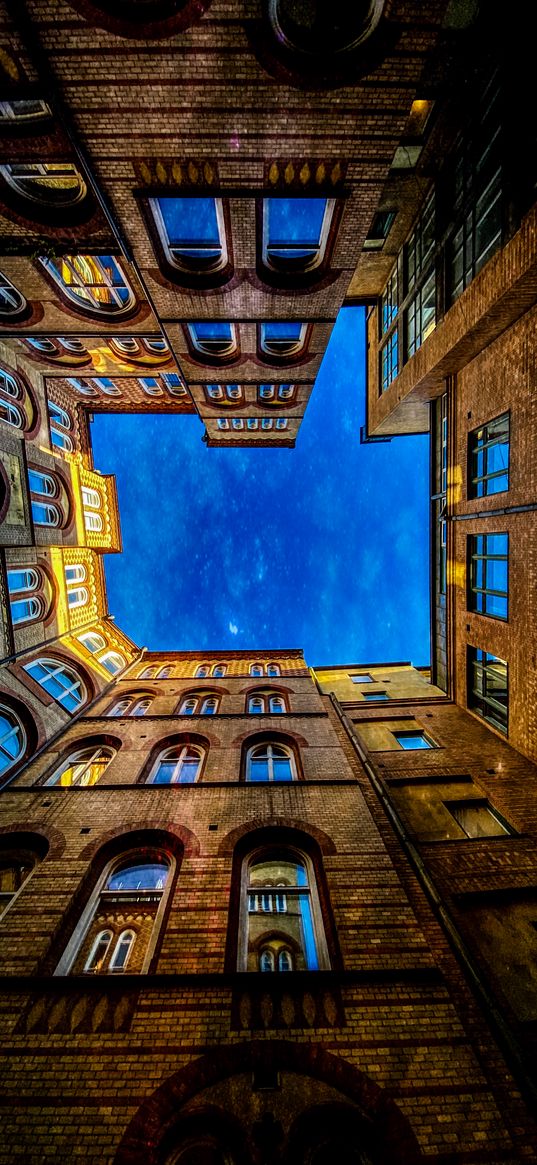 building, architecture, sky, bottom view