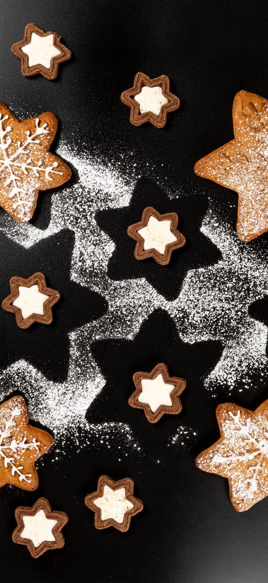 cookies, stars, dessert, cooking, holidays