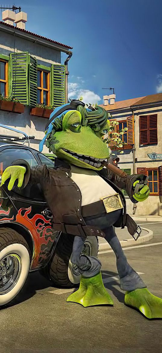 frog, car, cool, street, stylish, animation