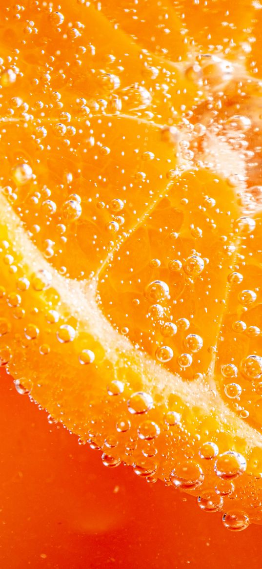 orange, slice, bubbles, macro