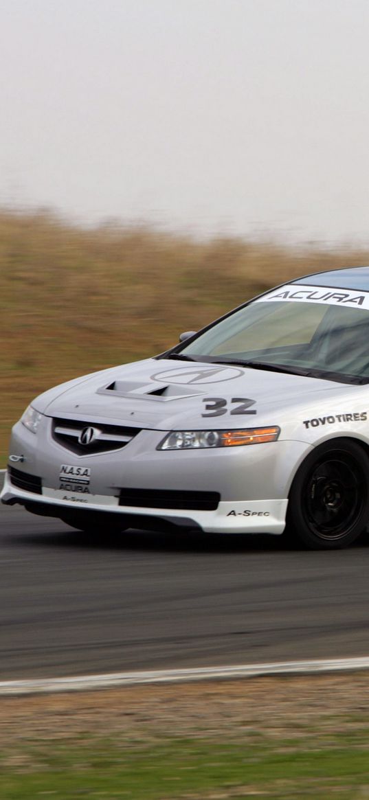 acura, tl, 2004, white, blue, side view, style, sports, cars, speed, nature, grass