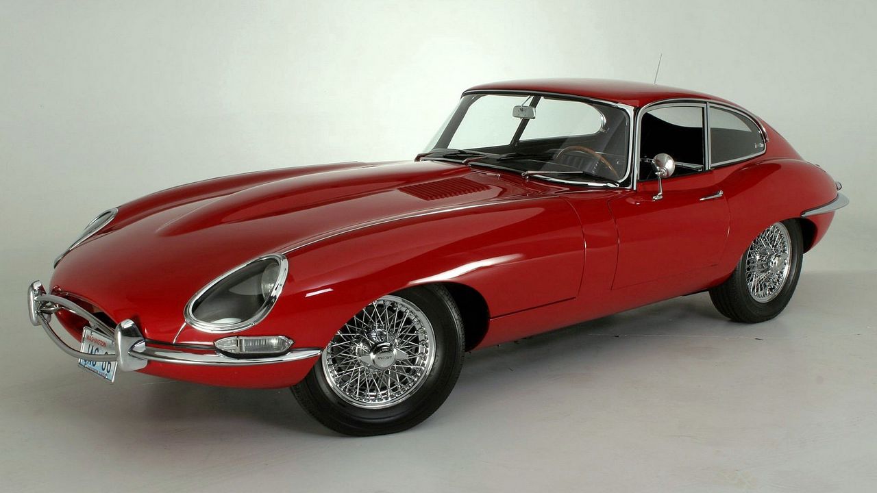 Wallpaper 1961, e, type jaguar, vehicle side view, red