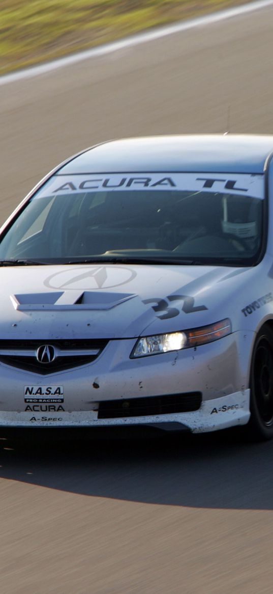 acura, tl, 2004, white, front view, style, sports, cars, speed, grass