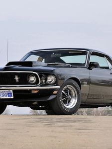 Preview wallpaper 1969, muscle car, boss, black, mustang, ford, 429