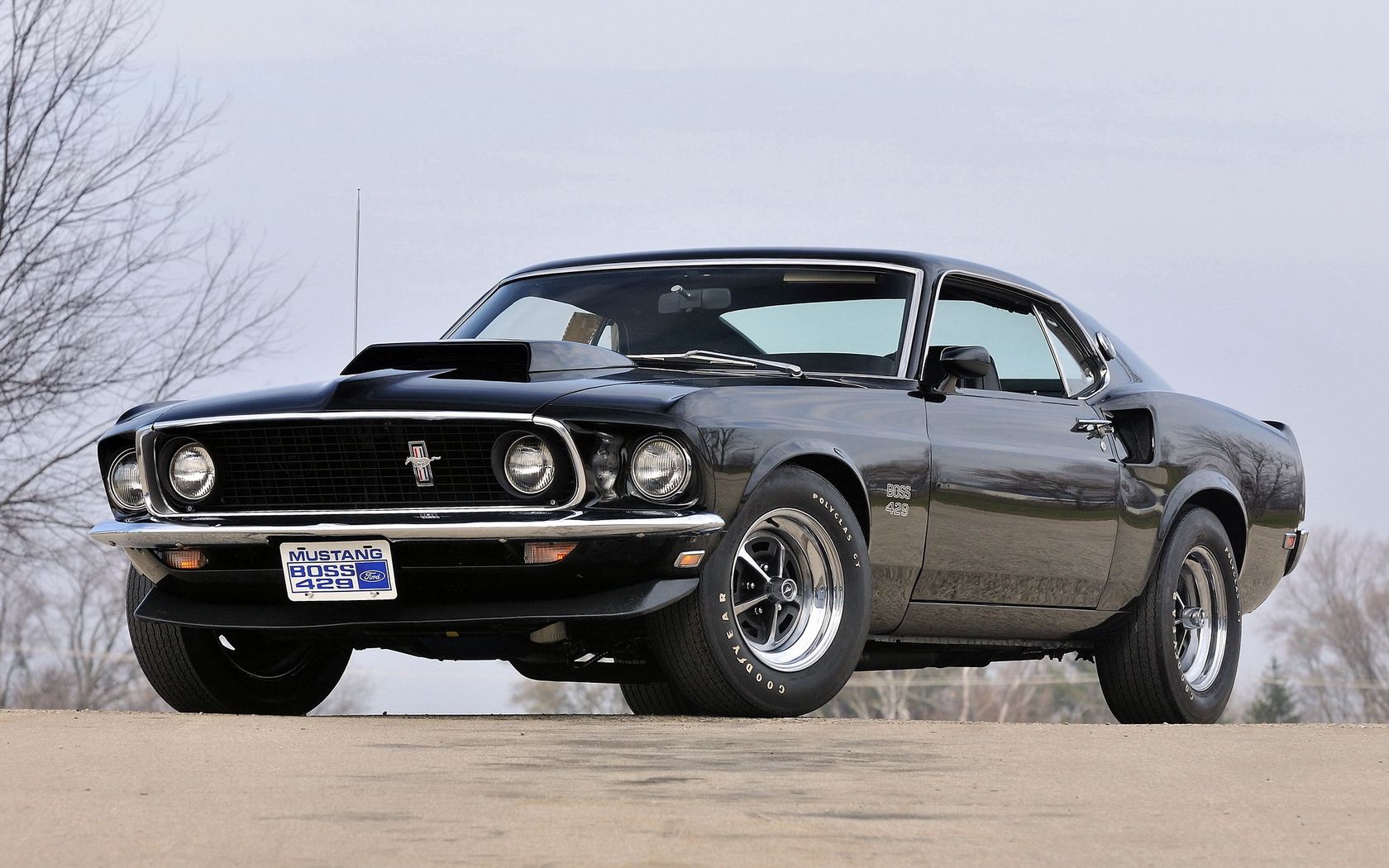 Download wallpaper 1680x1050 1969, muscle car, boss, black, mustang ...