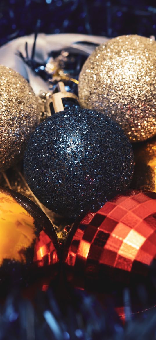 balls, decorations, tinsel, new year, christmas