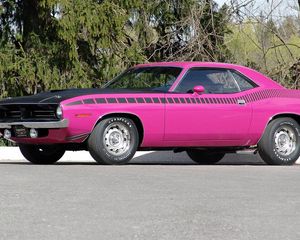 Preview wallpaper 1970, plymouth, cuda, pink