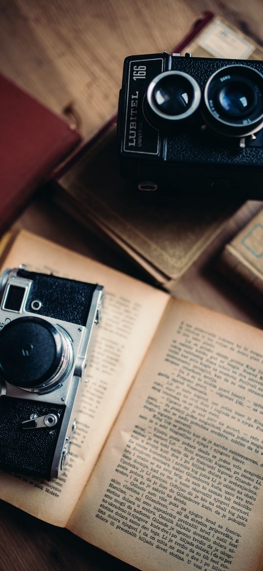 cameras, books, retro, vintage