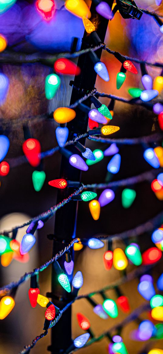 garlands, colorful, light bulbs, lights, glow