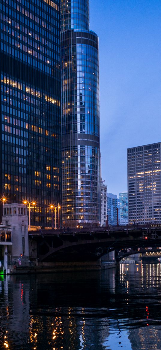 buildings, skyscrapers, bridge, architecture, city, chicago, usa