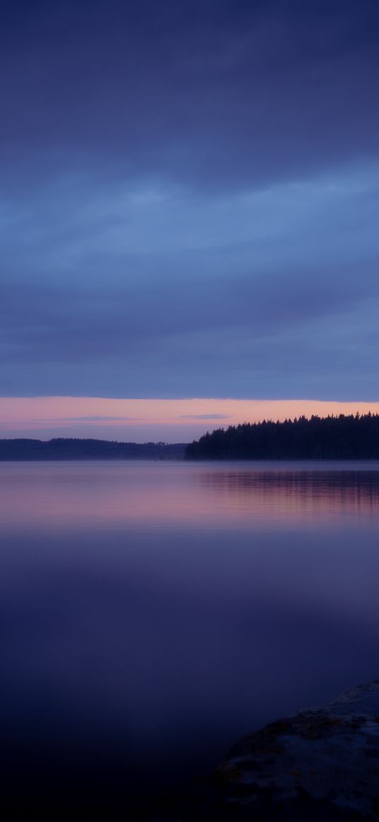 lake, sunset, dusk, water, shore