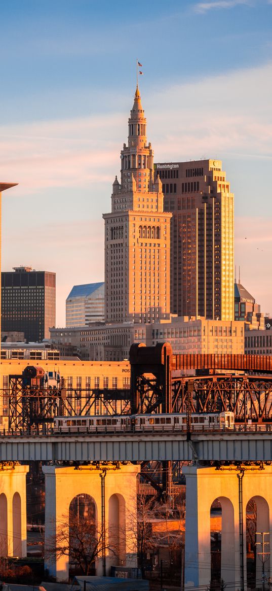 buildings, bridge, architecture, city, cleveland, usa