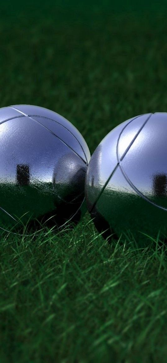 balls, grass, reflection