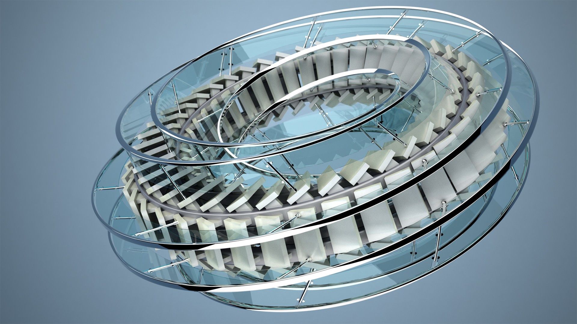 circle, staircase, glass, metal