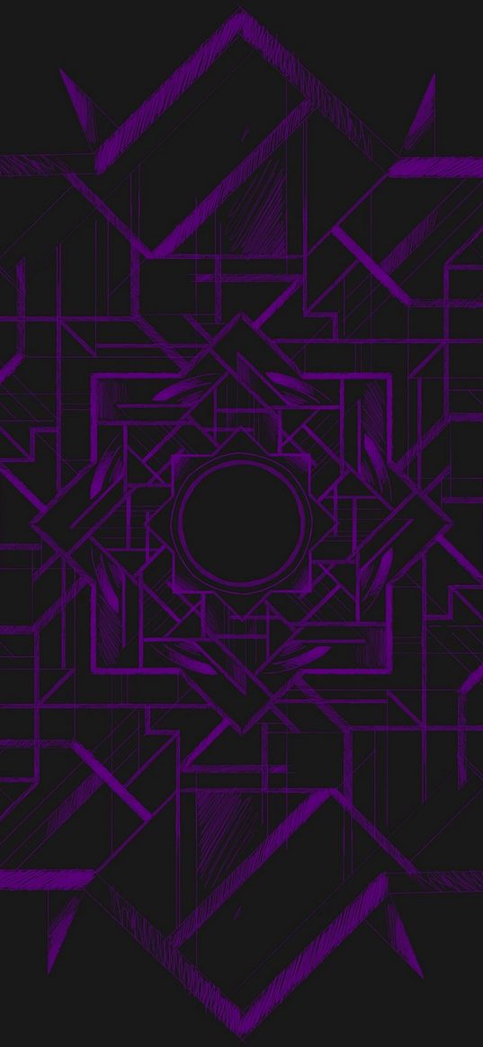 mandala, pattern, abstraction, symmetry, purple, dark