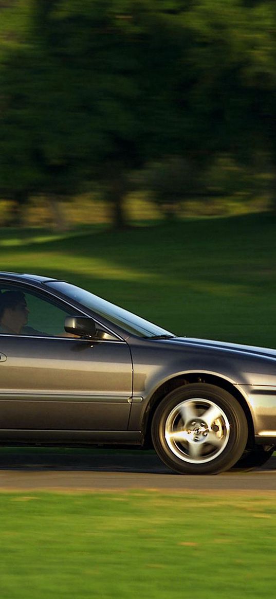 acura, tl, 2002, blue, side view, style, cars, speed, nature, trees, grass