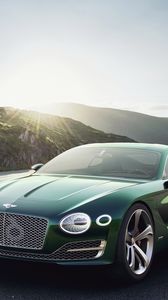 Preview wallpaper 2015, bentley, exp 10, green, front view