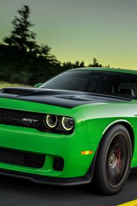 Preview wallpaper 2015, dodge, challenger, green, side view, speed