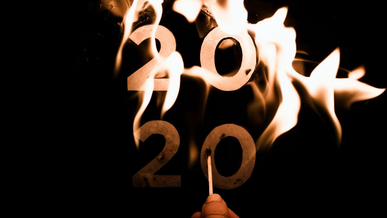 Wallpaper 2020, year, fire, flame, burn