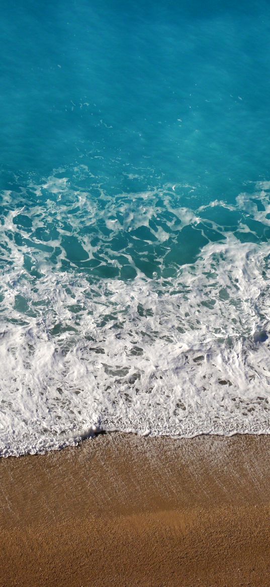 sea, waves, sand, aerial view