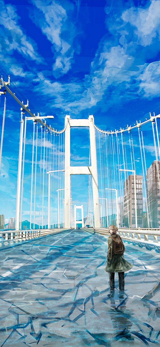 girl, bridge, alone, cranny, art