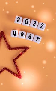 Preview wallpaper 2022, new year, star, words, cubes