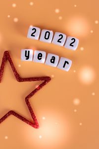 Preview wallpaper 2022, new year, star, words, cubes
