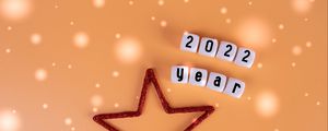 Preview wallpaper 2022, new year, star, words, cubes