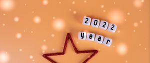 Preview wallpaper 2022, new year, star, words, cubes