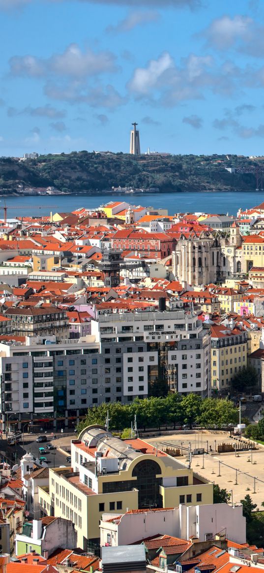 city, buildings, aerial view, architecture, lisbon