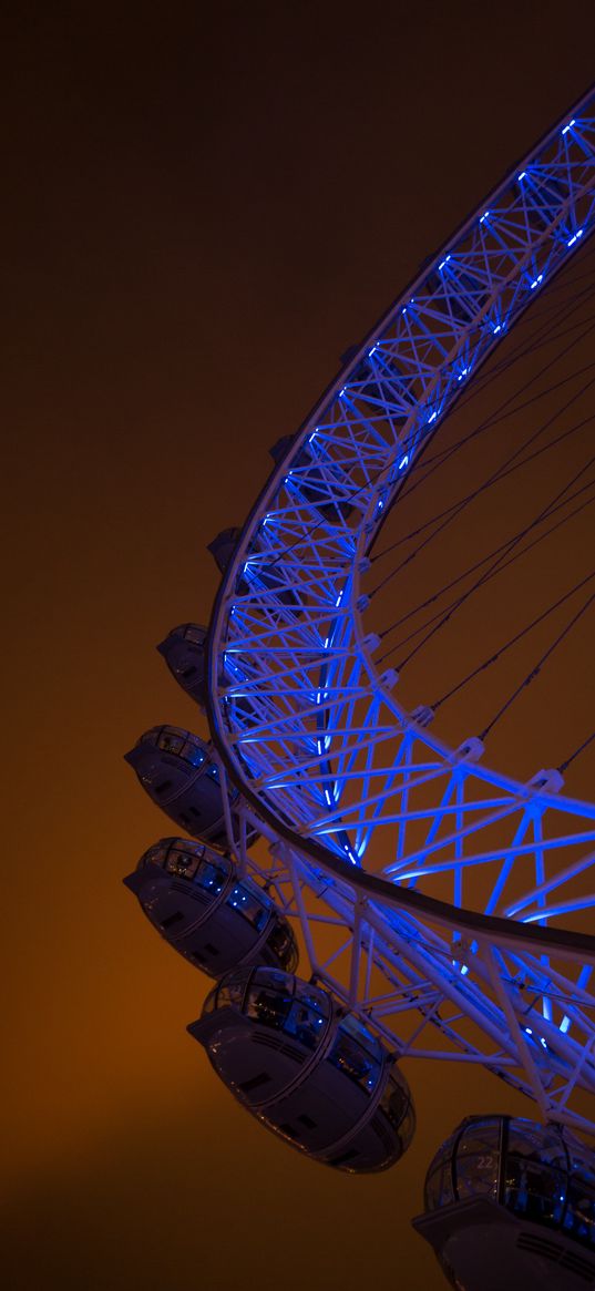 ferris wheel, attraction, booths, lighting, construction