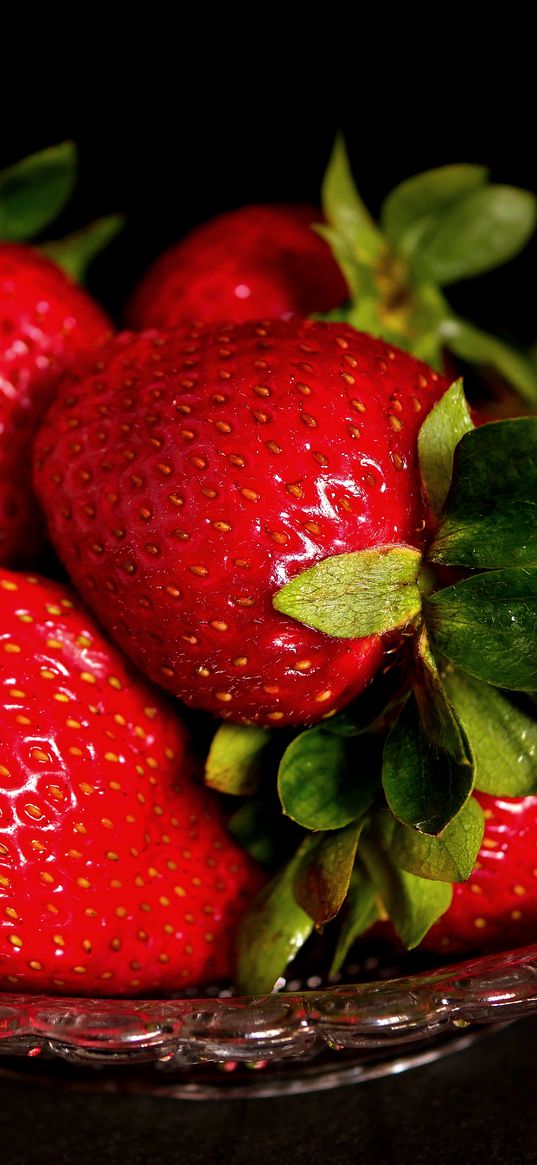 strawberry, berries, fruit, dish, red