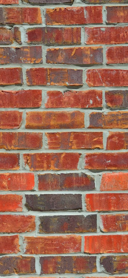 wall, brick, surface, texture, red