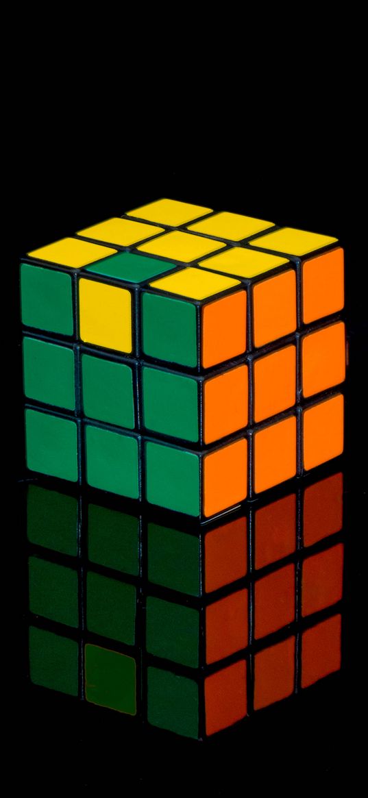 rubiks cube, cube, reflection, black, colorful