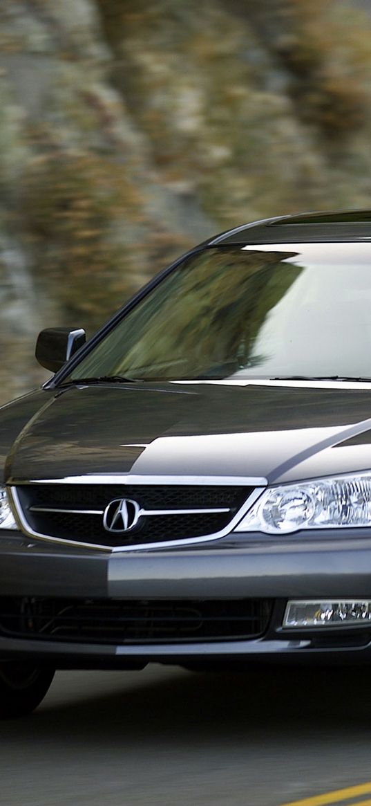 acura, tl, 2002, blue, front view, style, cars, mountains, asphalt