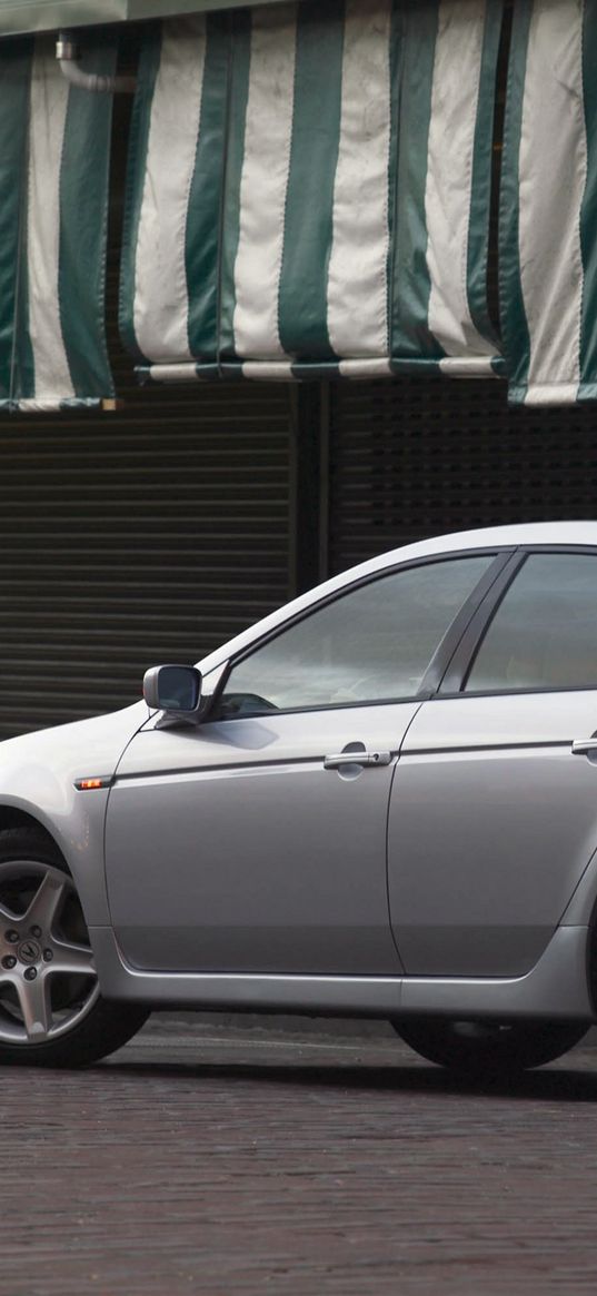 acura, tl, 2004, silver metallic, side view, style, cars, street, asphalt