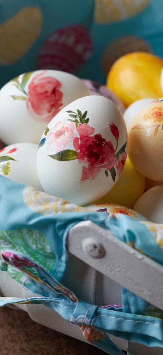 easter eggs, eggs, easter, basket, pattern