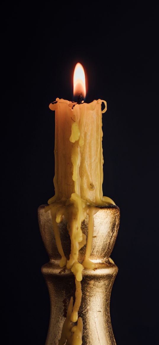 candle, candlestick, fire, dark