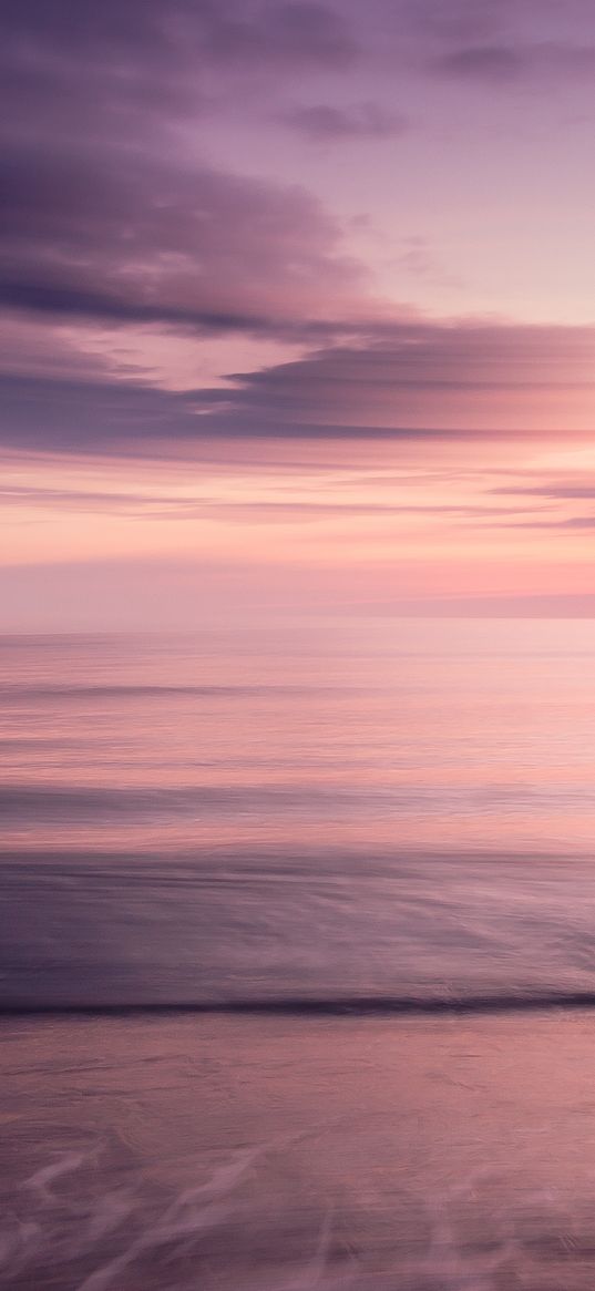 beach, sea, water, waves, twilight