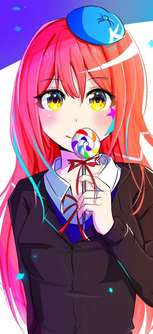 girl, lollipop, anime, art, cartoon