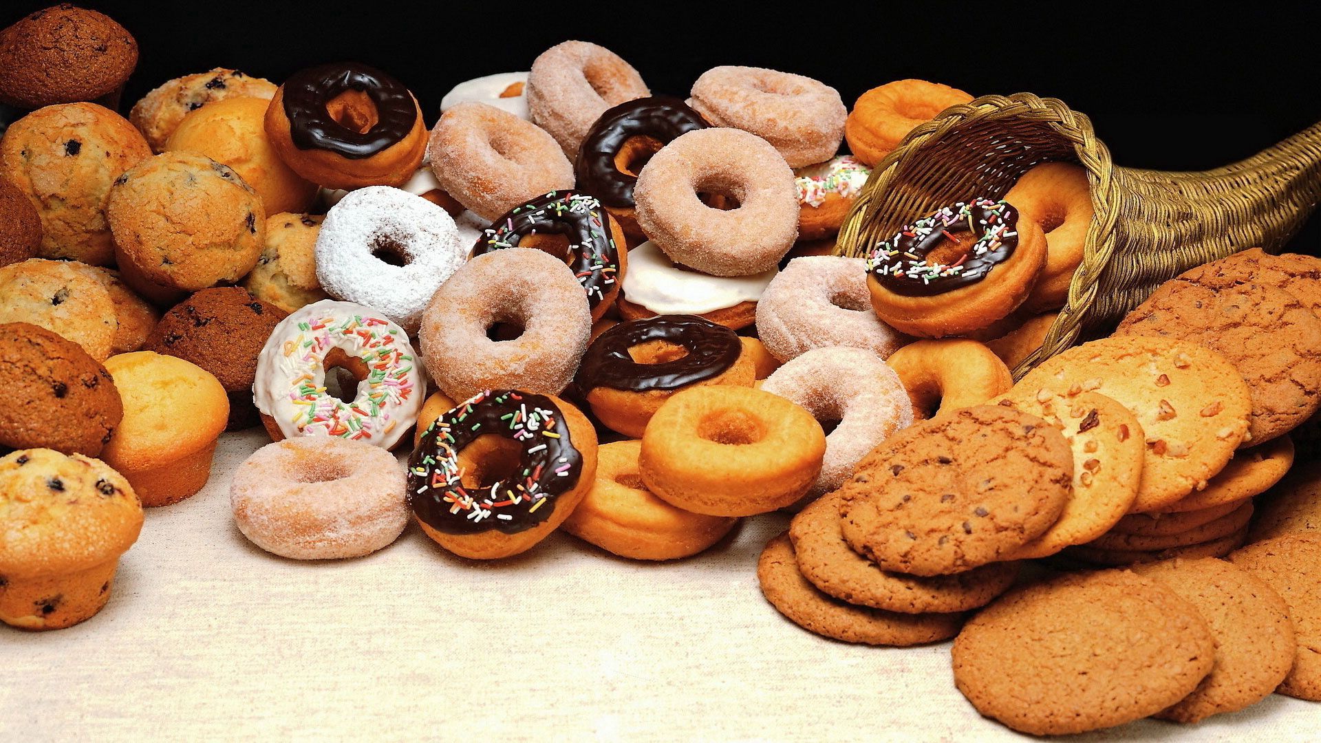 cookies, donuts, batch, allsorts, variety