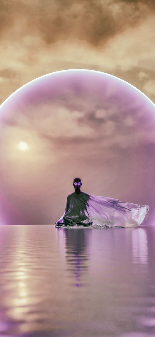 ghost, meditation, water, sphere