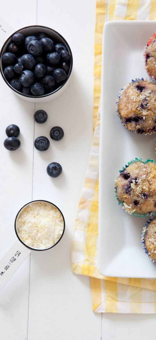 muffins, blueberries, curd, cooking