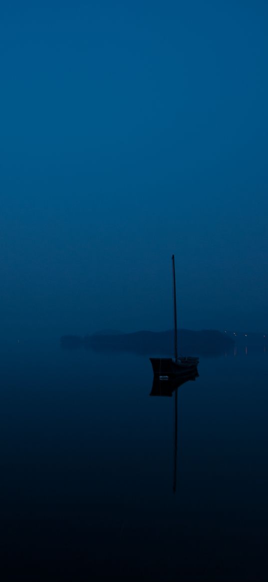 boat, fog, dusk, gloom, dark