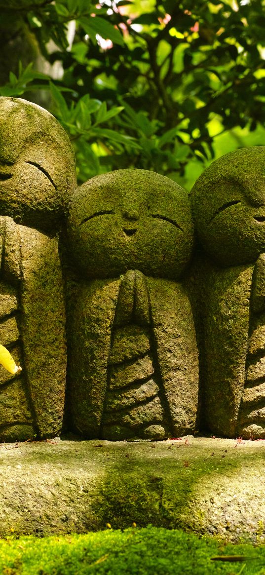 statue, buddhism, monks, tradition, leaves