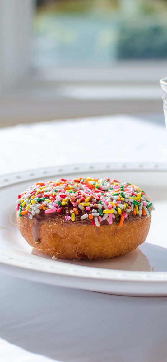 donut, sprinkling, dessert, cup, tea