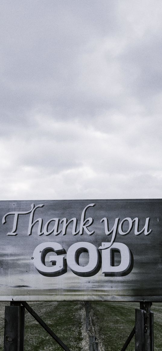 sign, gratitude, god, inscription, phrase, words